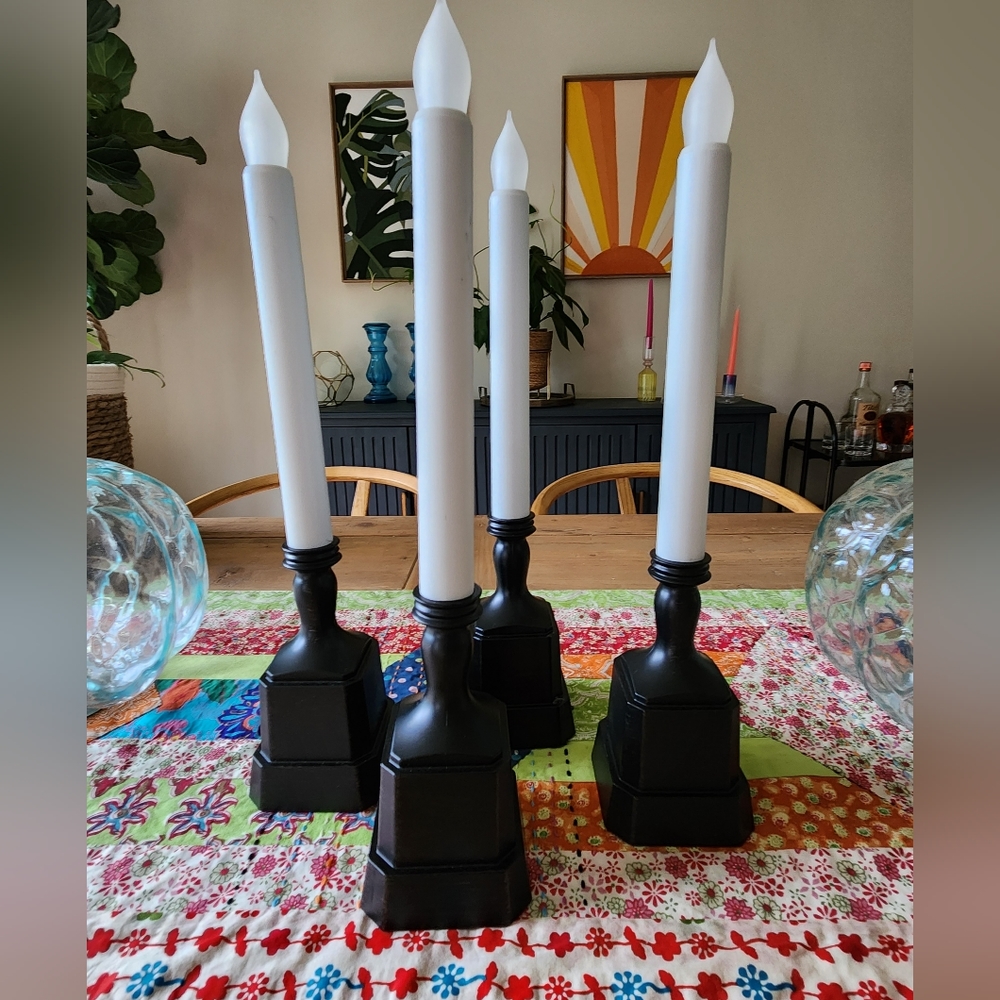 4 Window Candle Battery Taper Candolier LED Timer ILLUMAFLAME brand